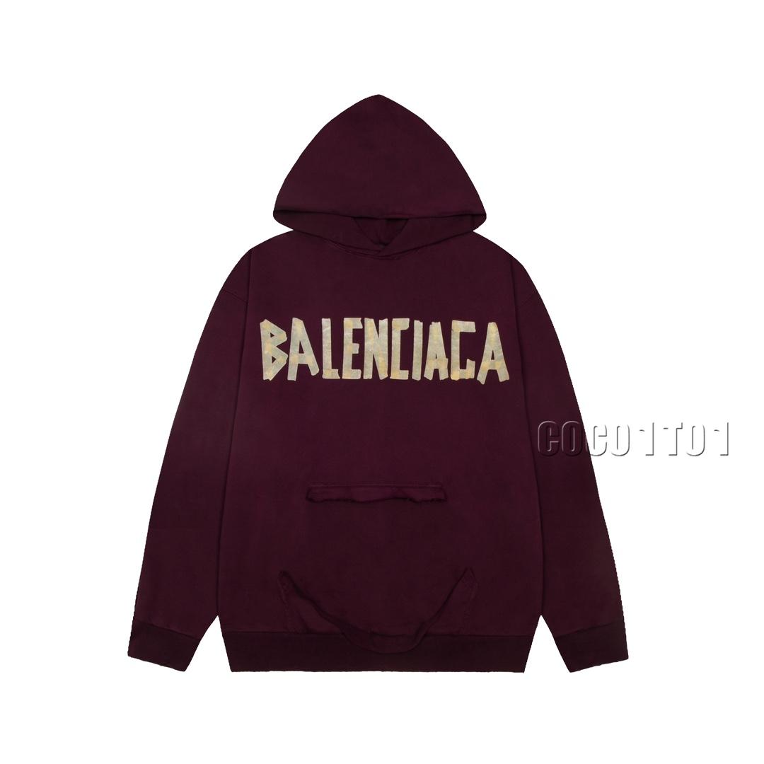 Balenciaga Distressed Tape Hoodie Red