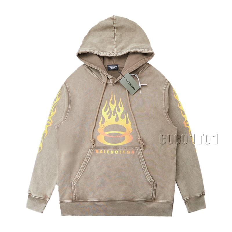 Balenciaga Graffiti Vintage Flame Hoodie Khaki