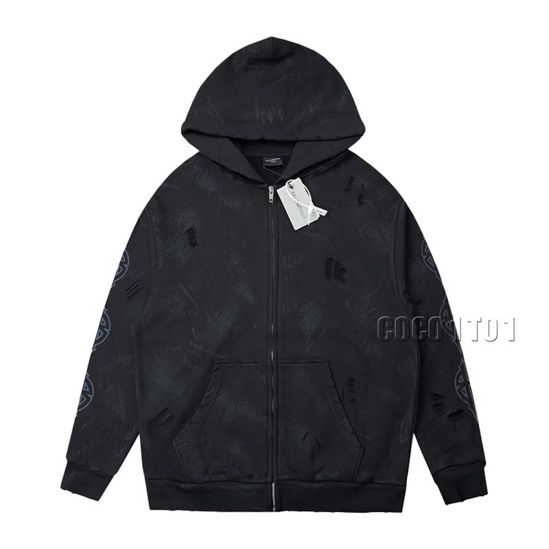 Balenciaga Starry Night Eiffel Tower Zipper Cardigan Hoodie Black