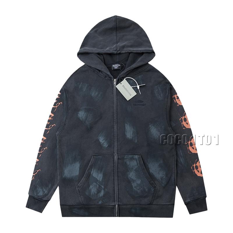 Balenciaga Fan Wen Graffiti Print Zipper Cardigan Hoodie Black