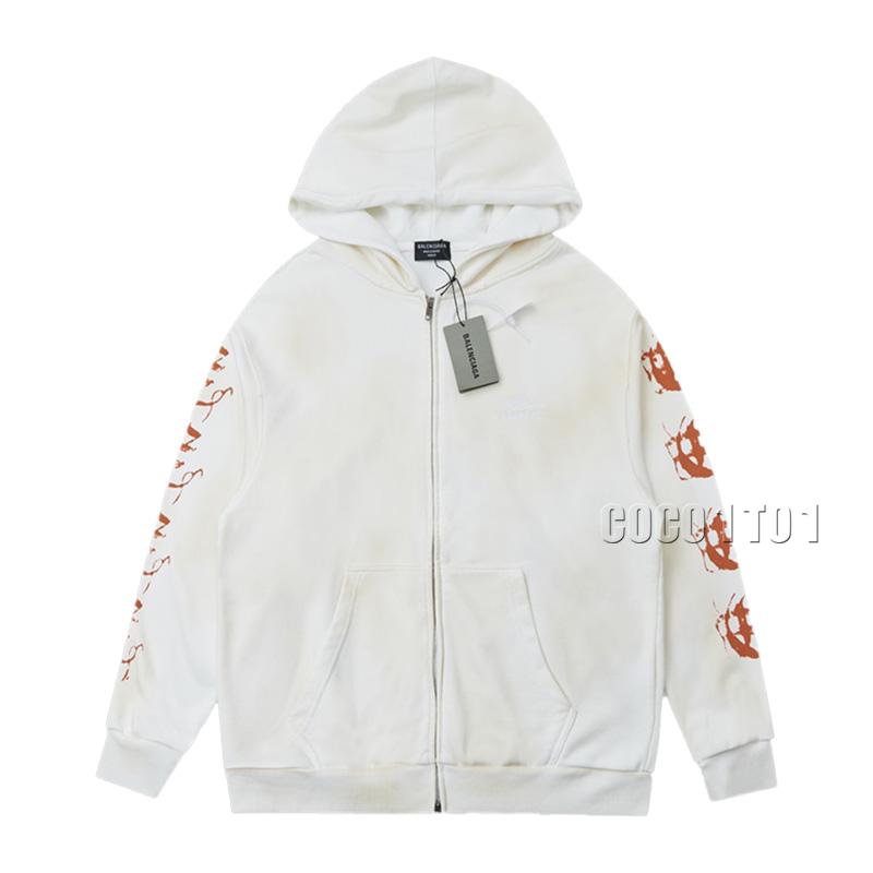 Balenciaga Fan Wen Graffiti Print Zipper Cardigan Hoodie White