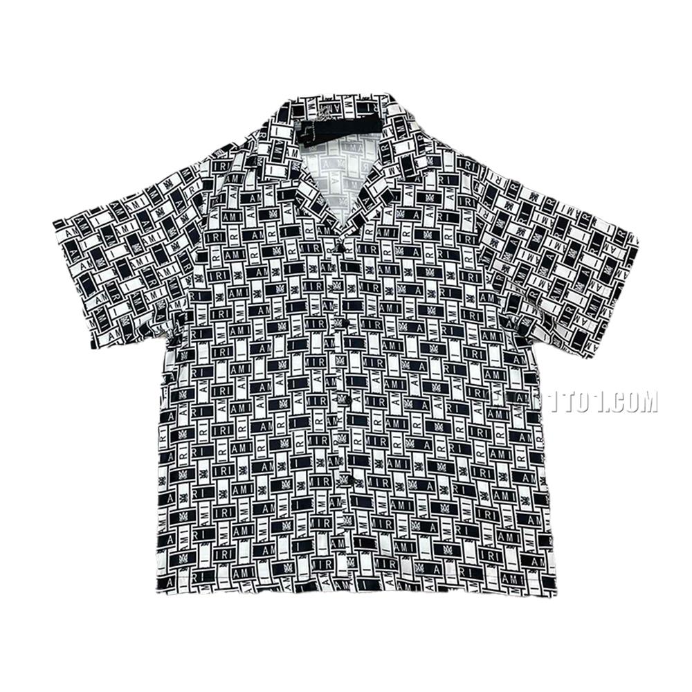 AMIRI New Silk Fabric Short-Sleeve T-Shirt with Silk Fabric Panel Positioning Print