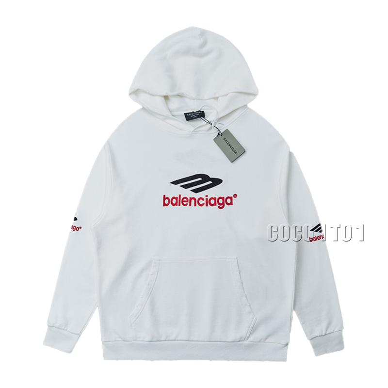 Balenciaga 3B Embroidered Hoodie White
