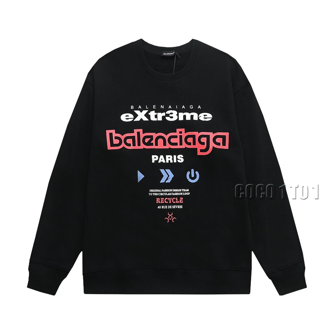 Balenciaga Music Element Letter Logo Pullover Sweatshirt Black