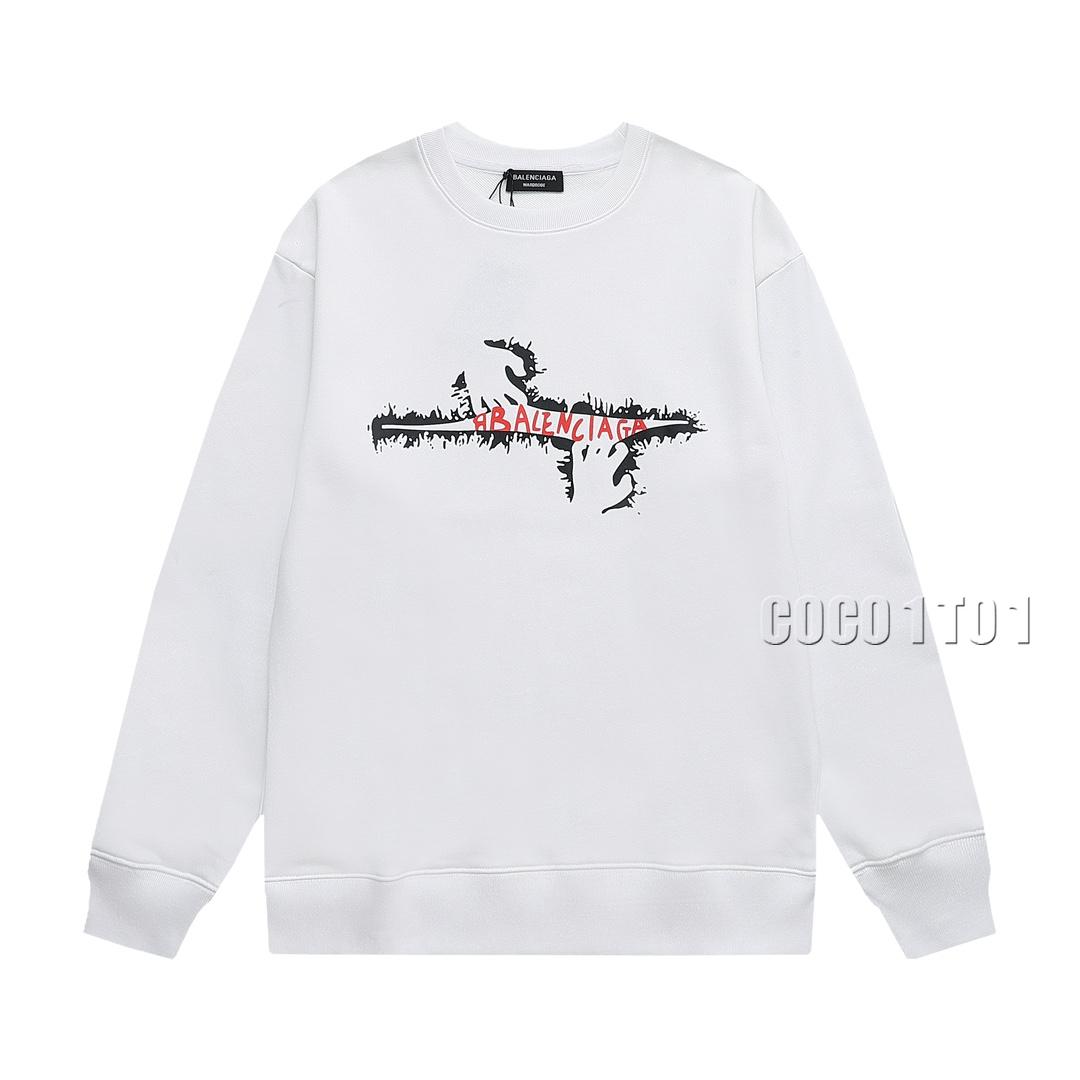 Balenciaga Letter Logo Pullover Sweatshirt White