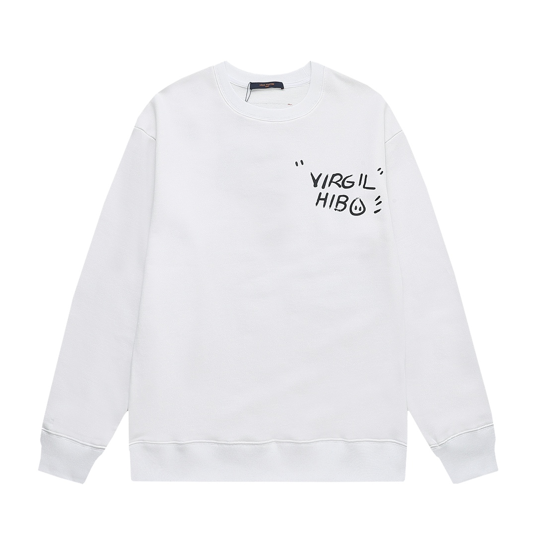 Louis Vuitton Front And Back Graffiti Letter Logo Crewneck Sweatshirt White