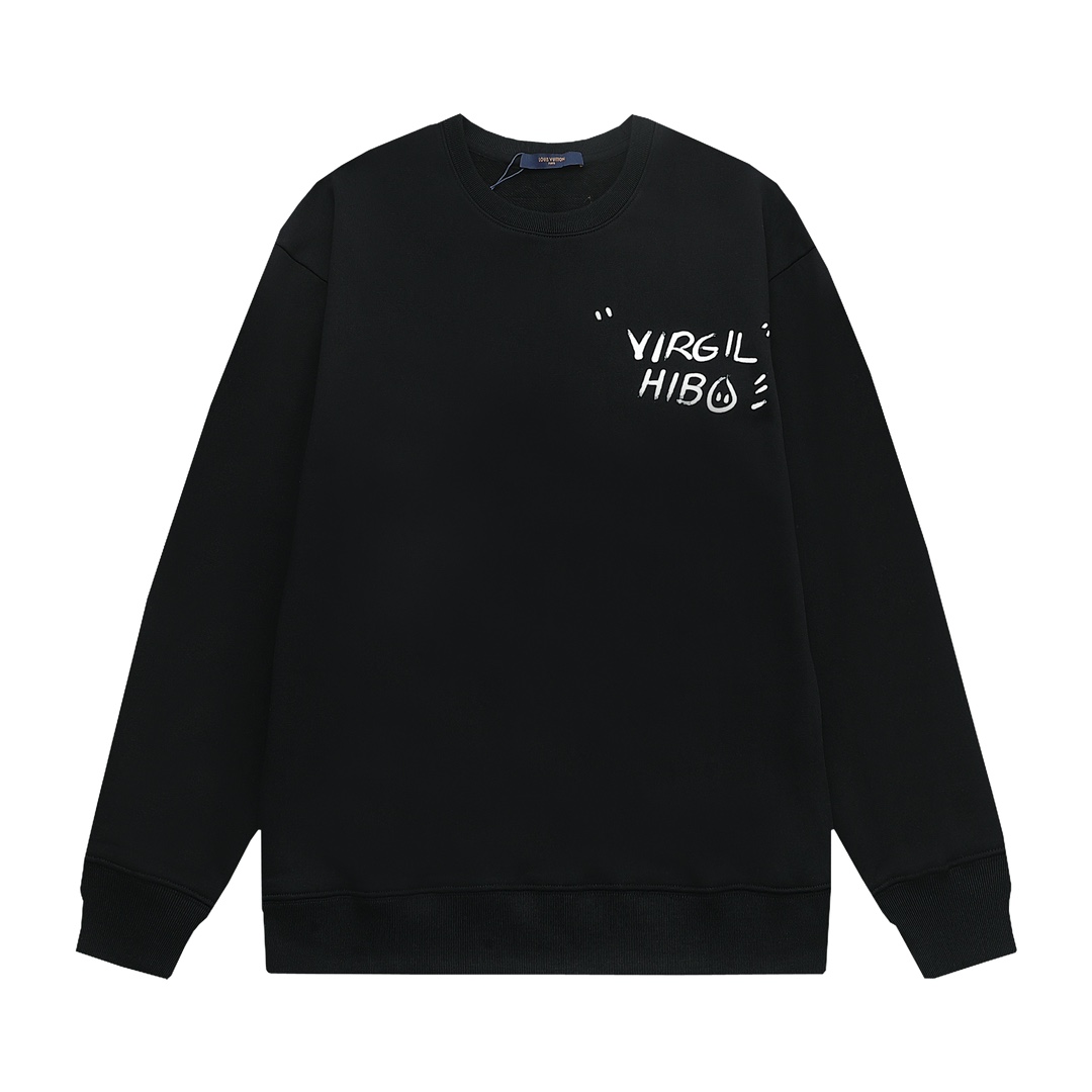 Louis Vuitton Front And Back Graffiti Letter Logo Crewneck Sweatshirt Black
