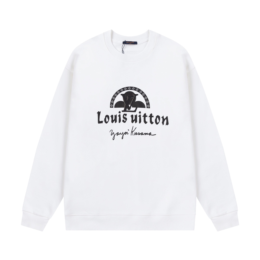 Louis Vuitton Four-Leaf Clover Letter Logo Crewneck Sweatshirt White