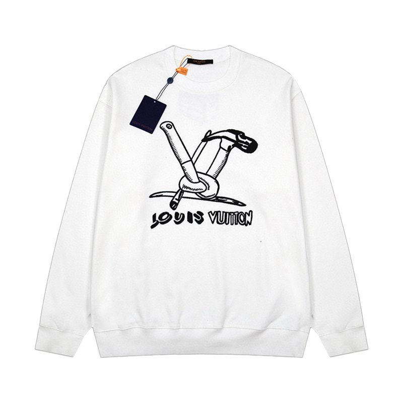Louis Vuitton Doodles Pattern Hammer Toolbox Element Embroidered Crewneck Sweatshirt White