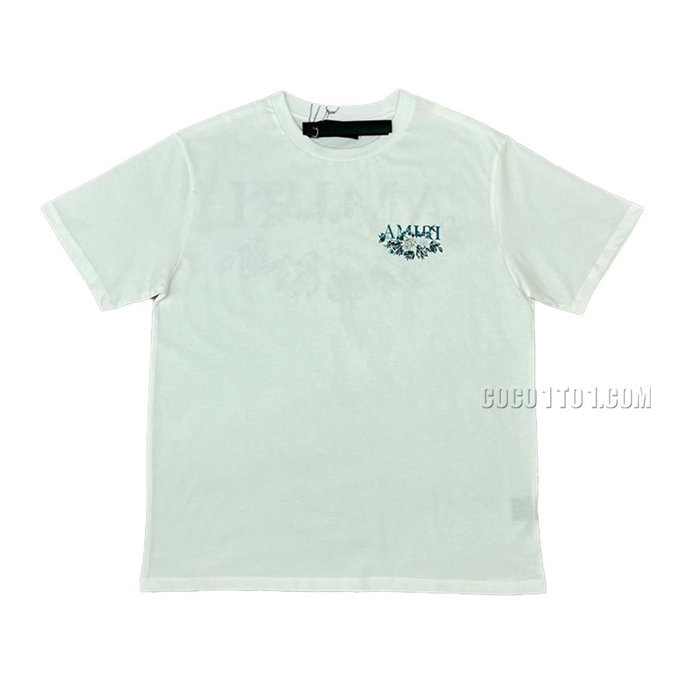 AMIRI New Rose Printed Short-Sleeve T-Shirt with High-Definition Digital Print on the Back