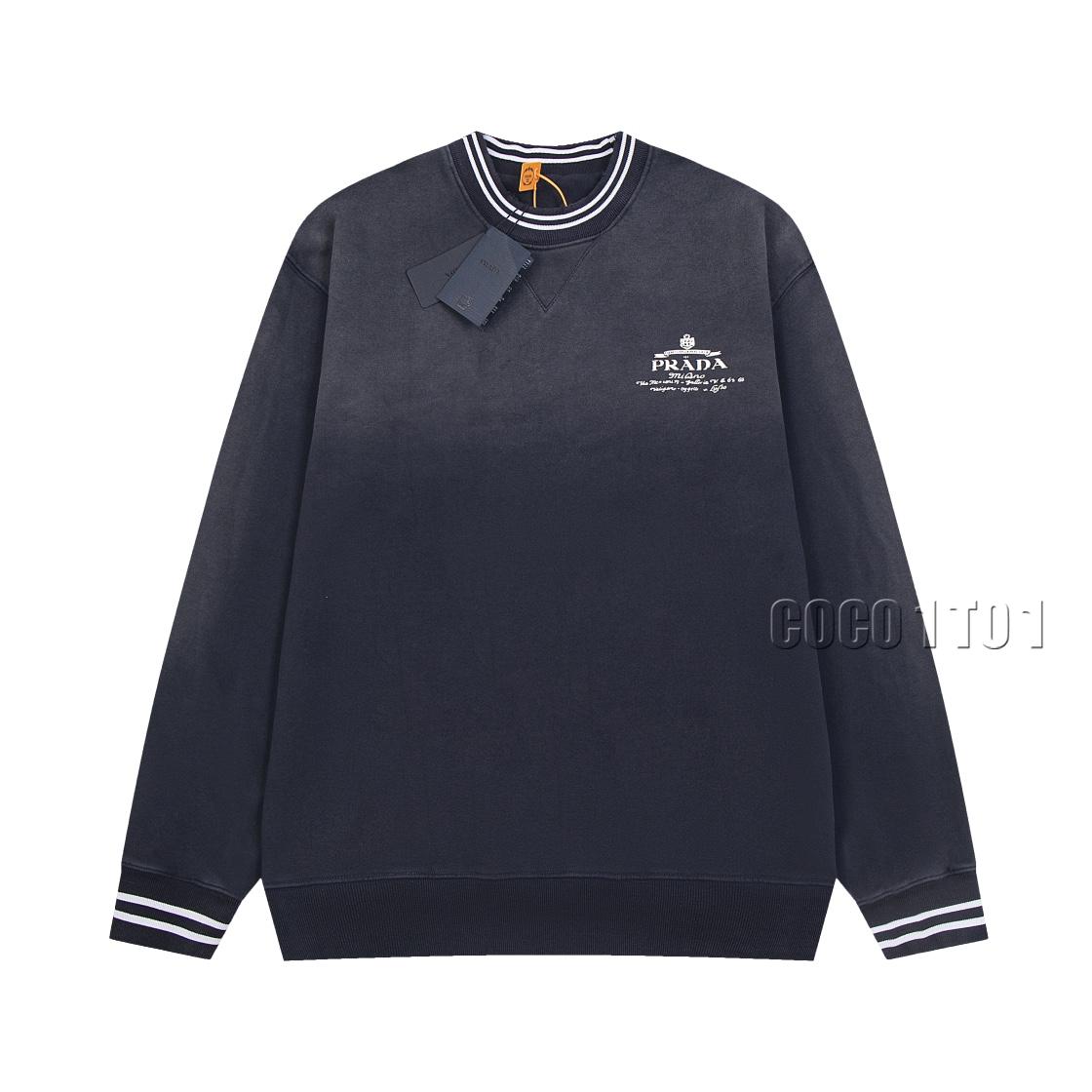 PRADA Washed Gradient Crewneck Sweatshirt Black