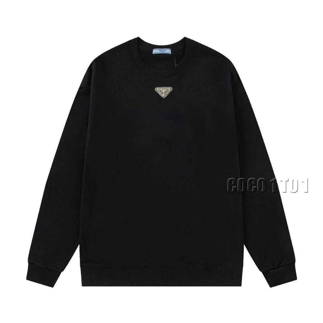 PRADA Neck Triangle Patch Logo Crewneck Sweatshirt Black