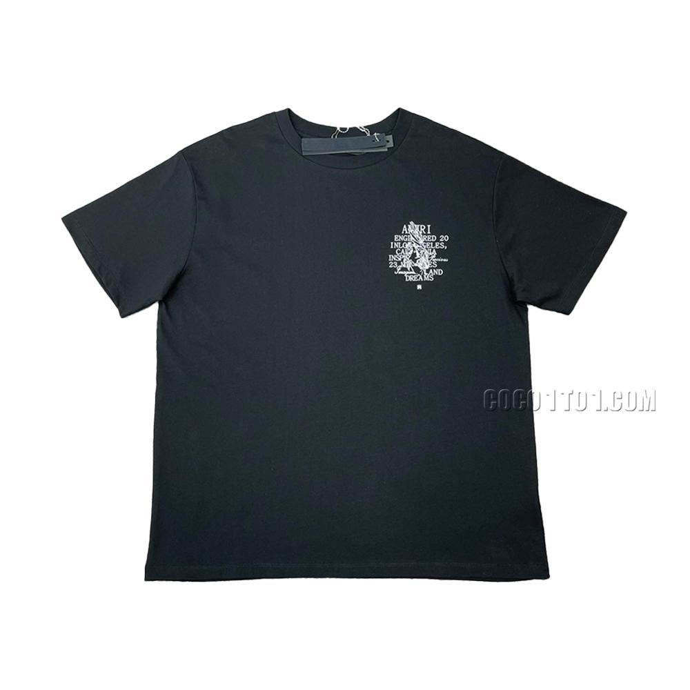 AMIRI New White Letter Printed Short-Sleeve T-Shirt with White Letter Print on the Back