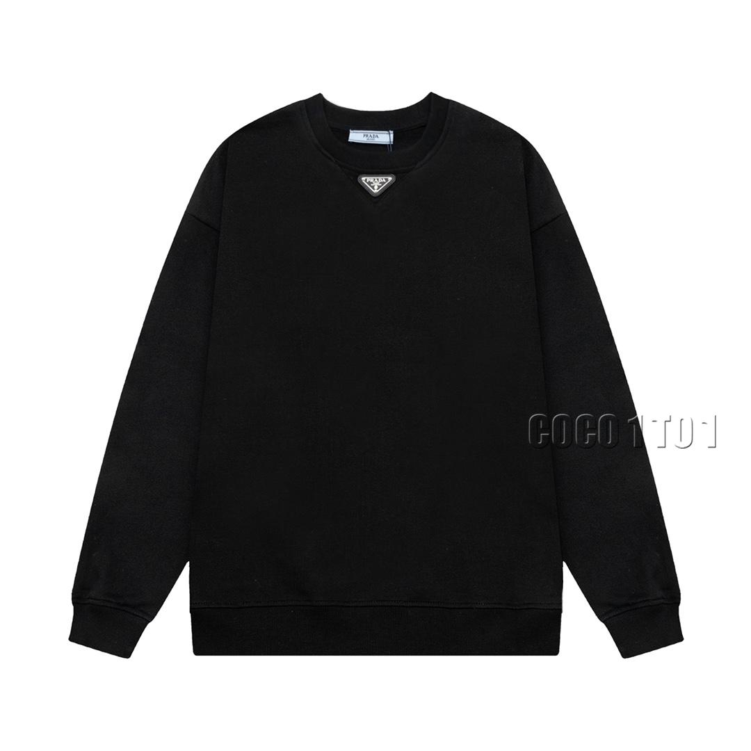 PRADA Neck Triangle Patch Logo Crewneck Sweatshirt Black