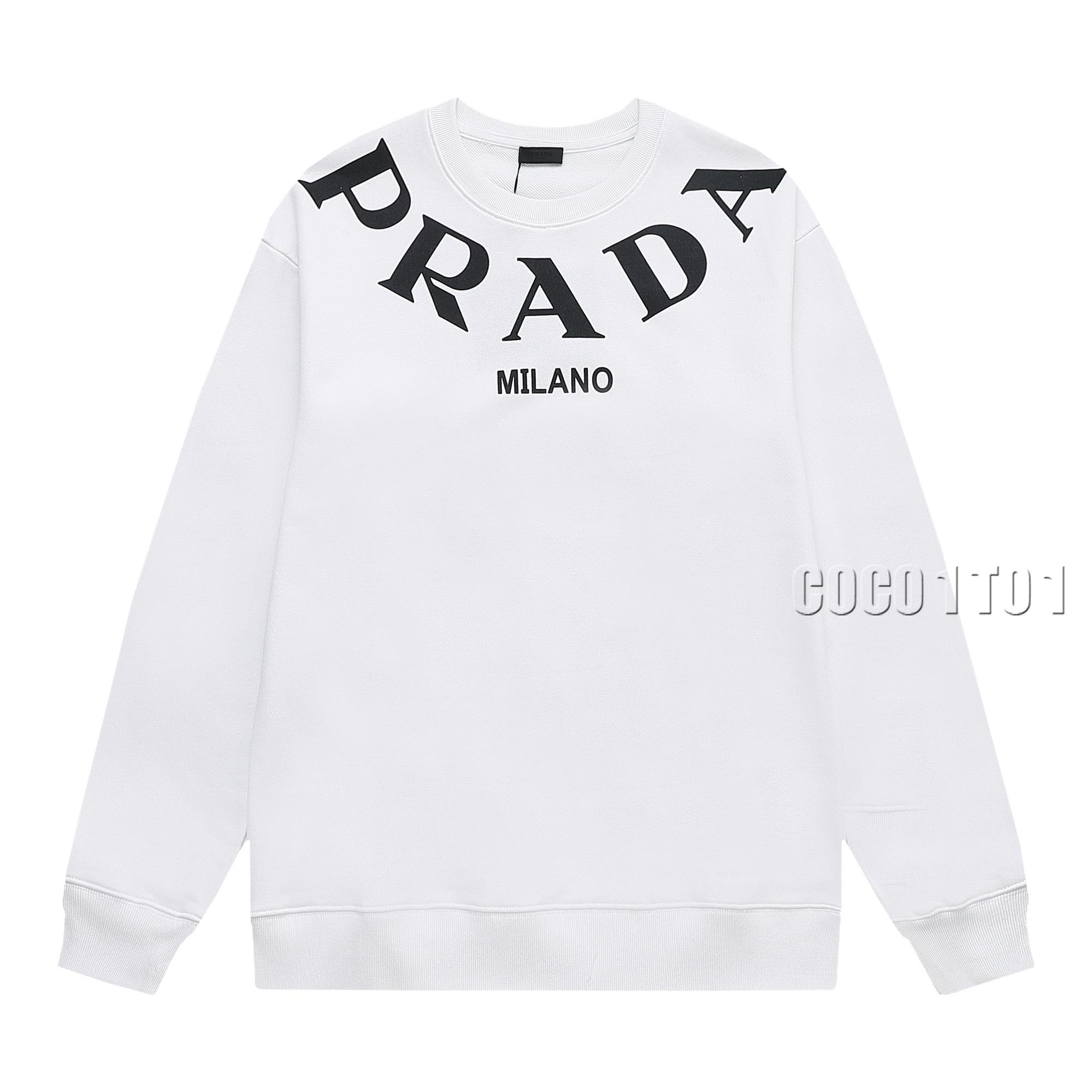 PRADA Arc Letter Logo Crewneck Sweatshirt White