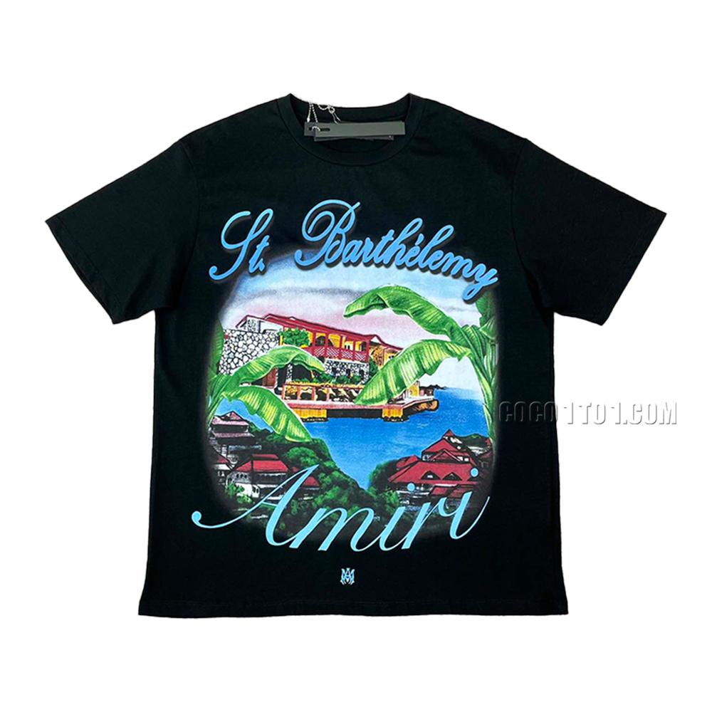AMIRI New Seascape Printed Short-Sleeve T-Shirt with High-Definition Digital Print on the Back