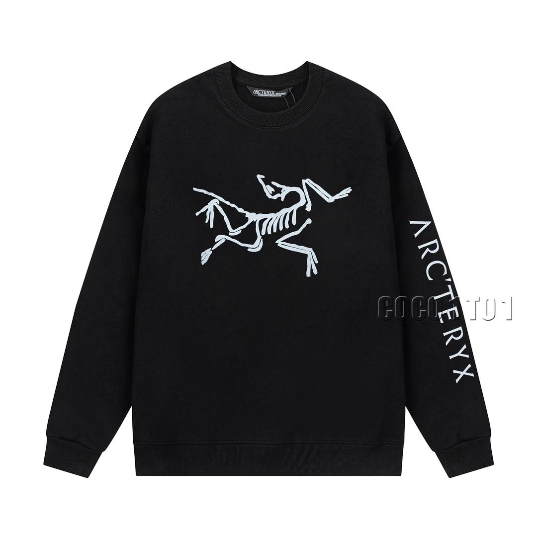 Arc'teryx Spray Print Bird Letter Logo Crew Sweatshirt Black