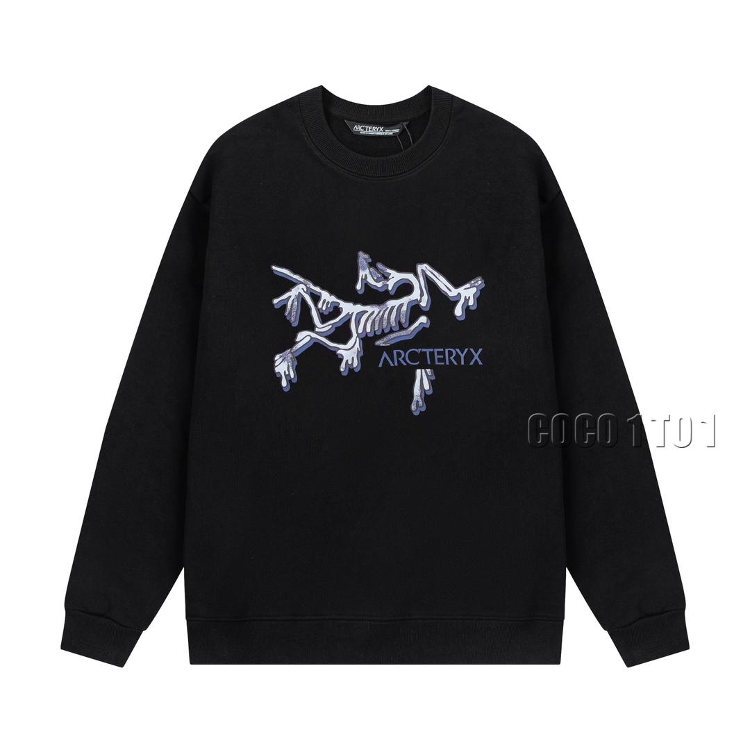 Arc'teryx Spray Print Letter Logo Crew Sweatshirt Black