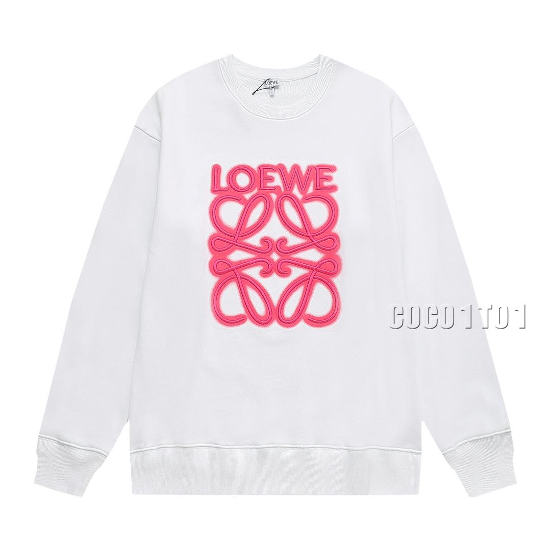 LOEWE Embroidered Letter Logo Crew Sweatshirt White