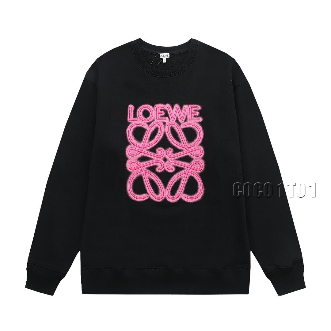 LOEWE Embroidered Letter Logo Crew Sweatshirt Black