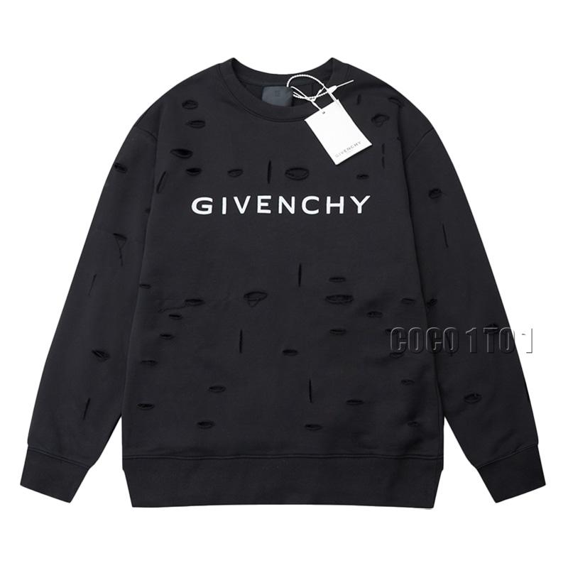 GIVENCHY Small Letter Print Distressed Pullover Sweatshirt
