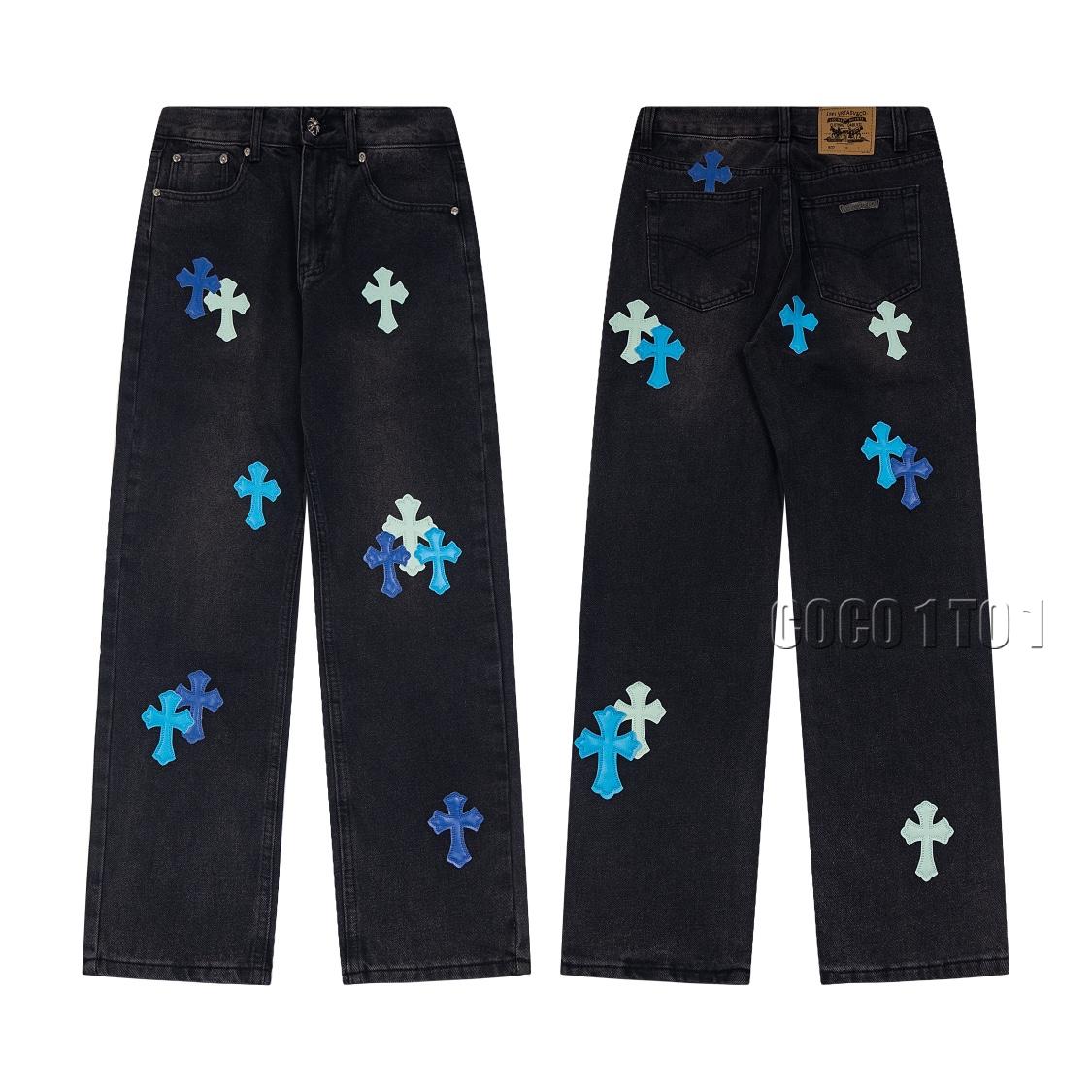Chrome Hearts Matty Boy Sex Records Patchwork Cargo High Street Denim Pants Black