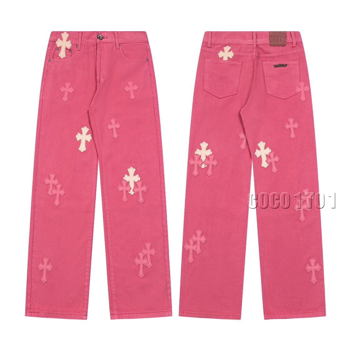 Chrome Hearts Barbie Pink Patchwork Denim Pants