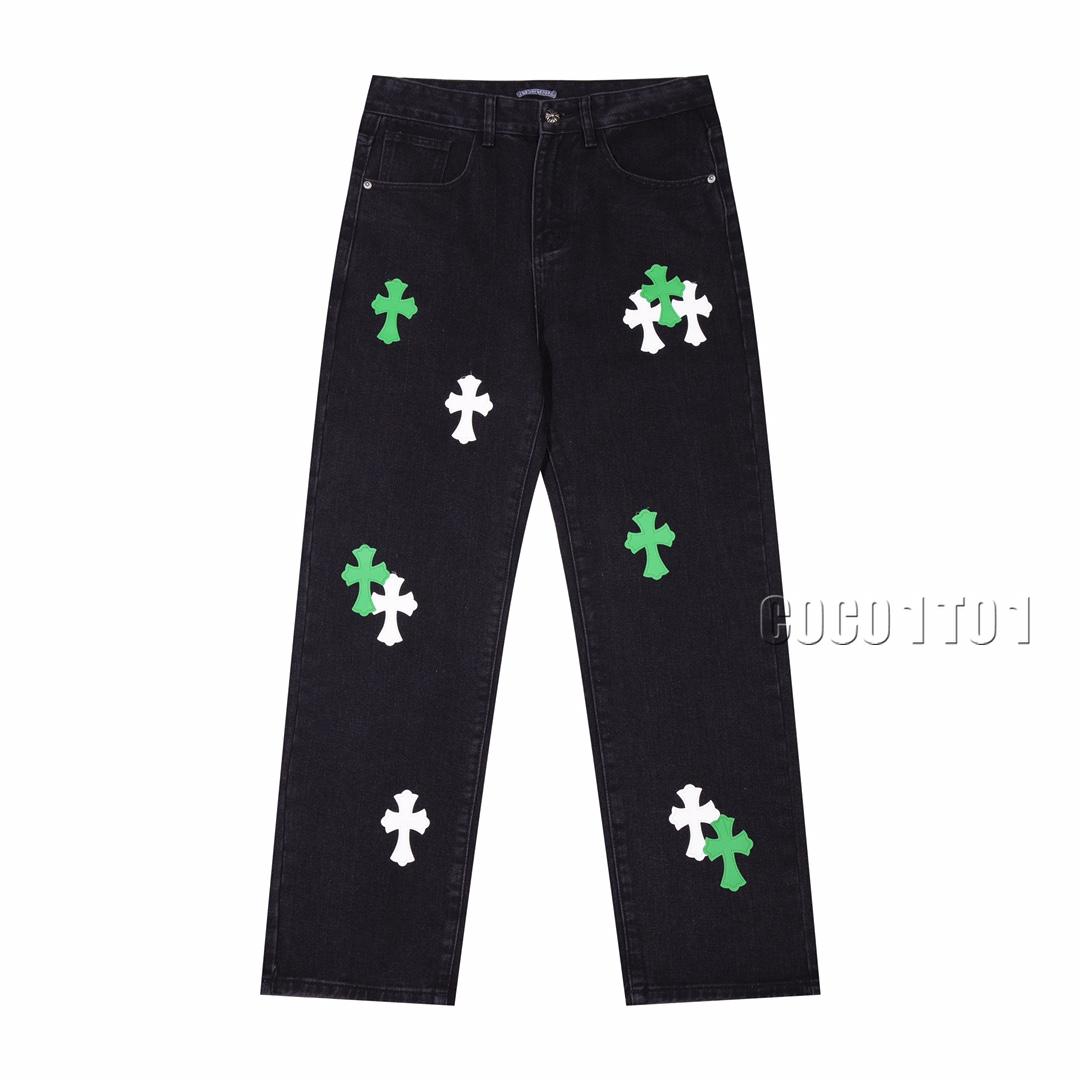 Chrome Hearts Distressed High Street Denim Pants Black
