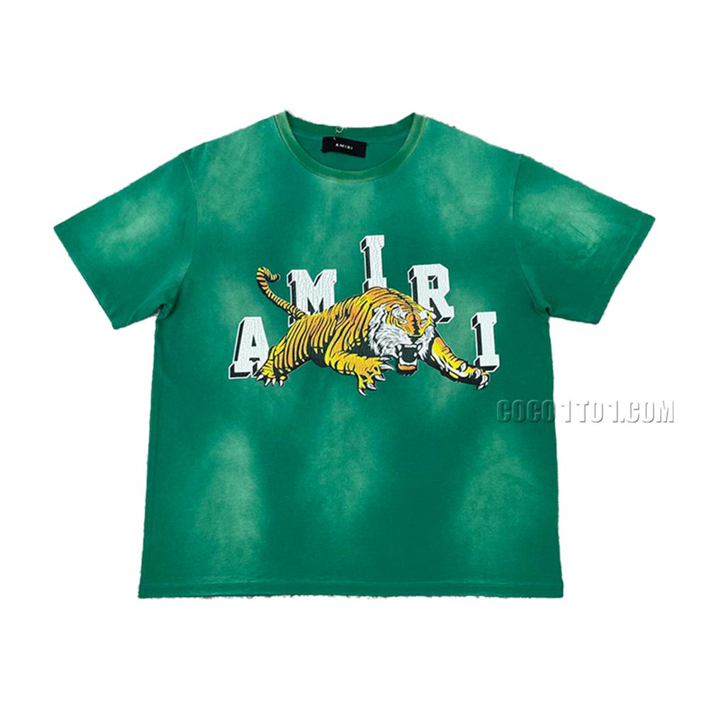 AMIRI New Vintage Washed Distressed Short-Sleeve T-Shirt with Ripped Print on the Back