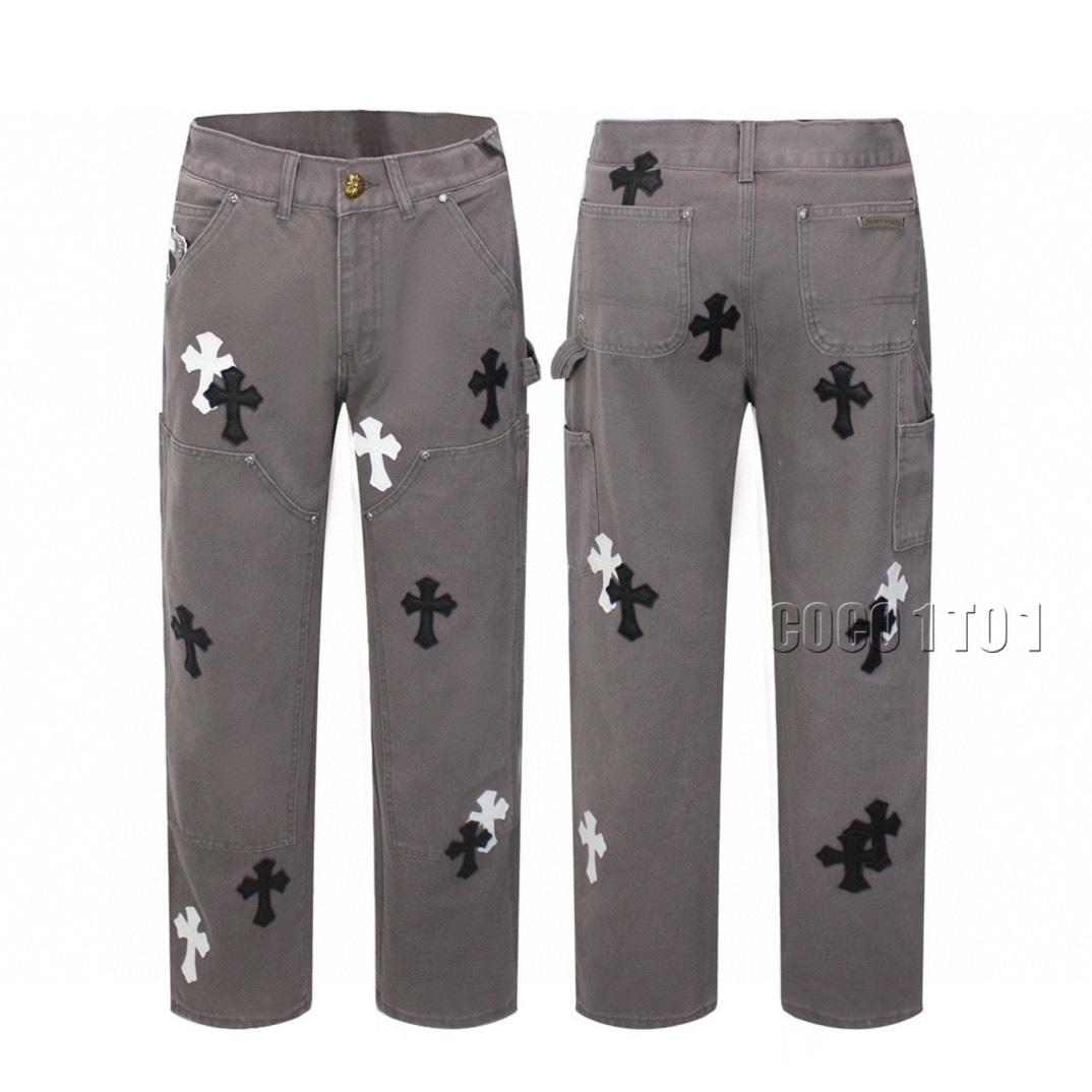 Chrome Hearts Cross Patchwork Denim Cargo Pants Lumberjack Gray