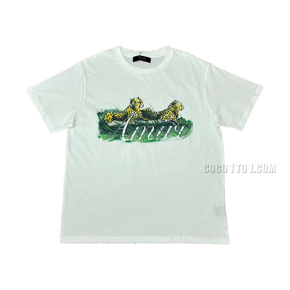 AMIRI New Double Leopard Printed Short-Sleeve T-Shirt with High-Definition Digital Print