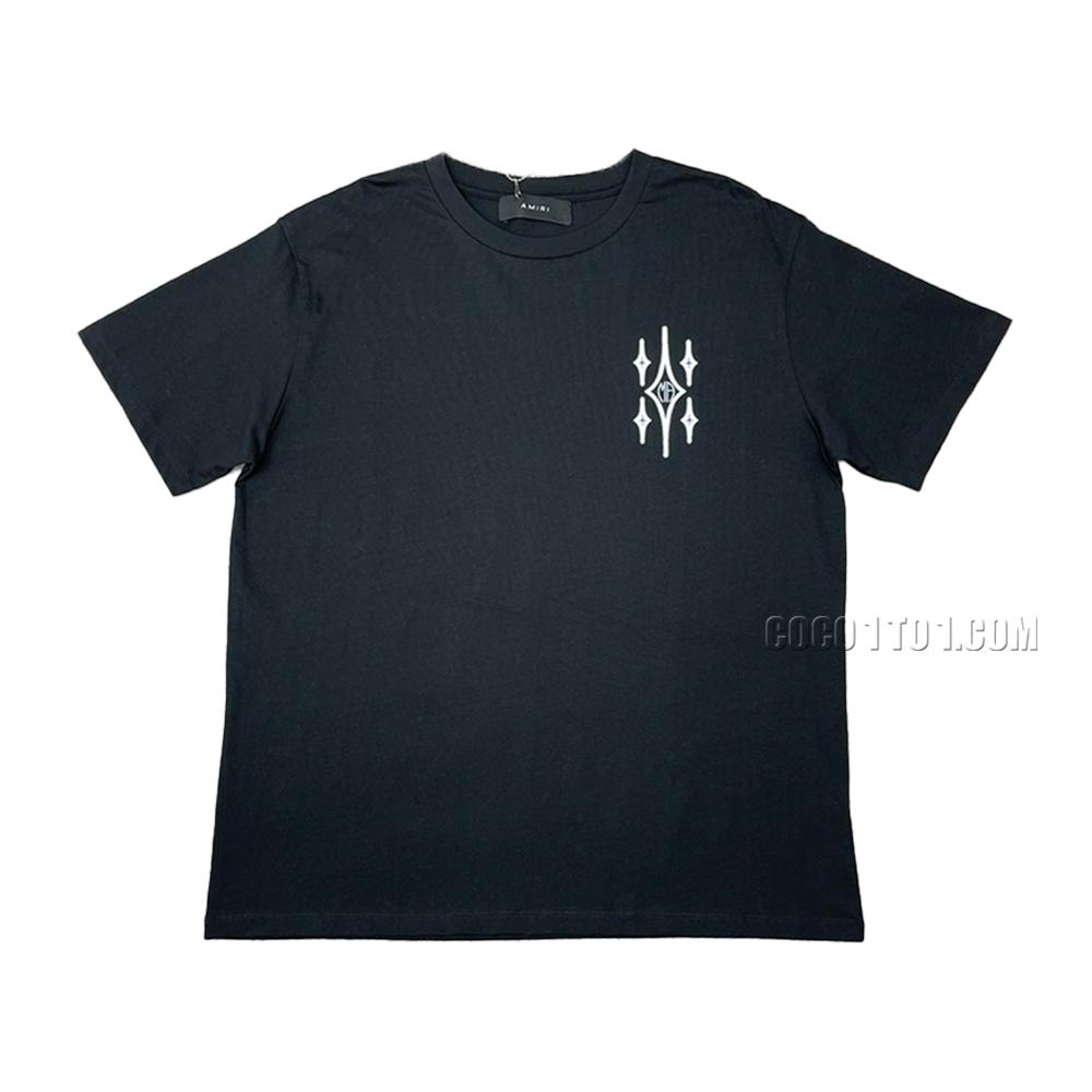 AMIRI New Logo Letter T-Shirt Short Sleeve with Gel Logo Letter Double Color Print on the Back