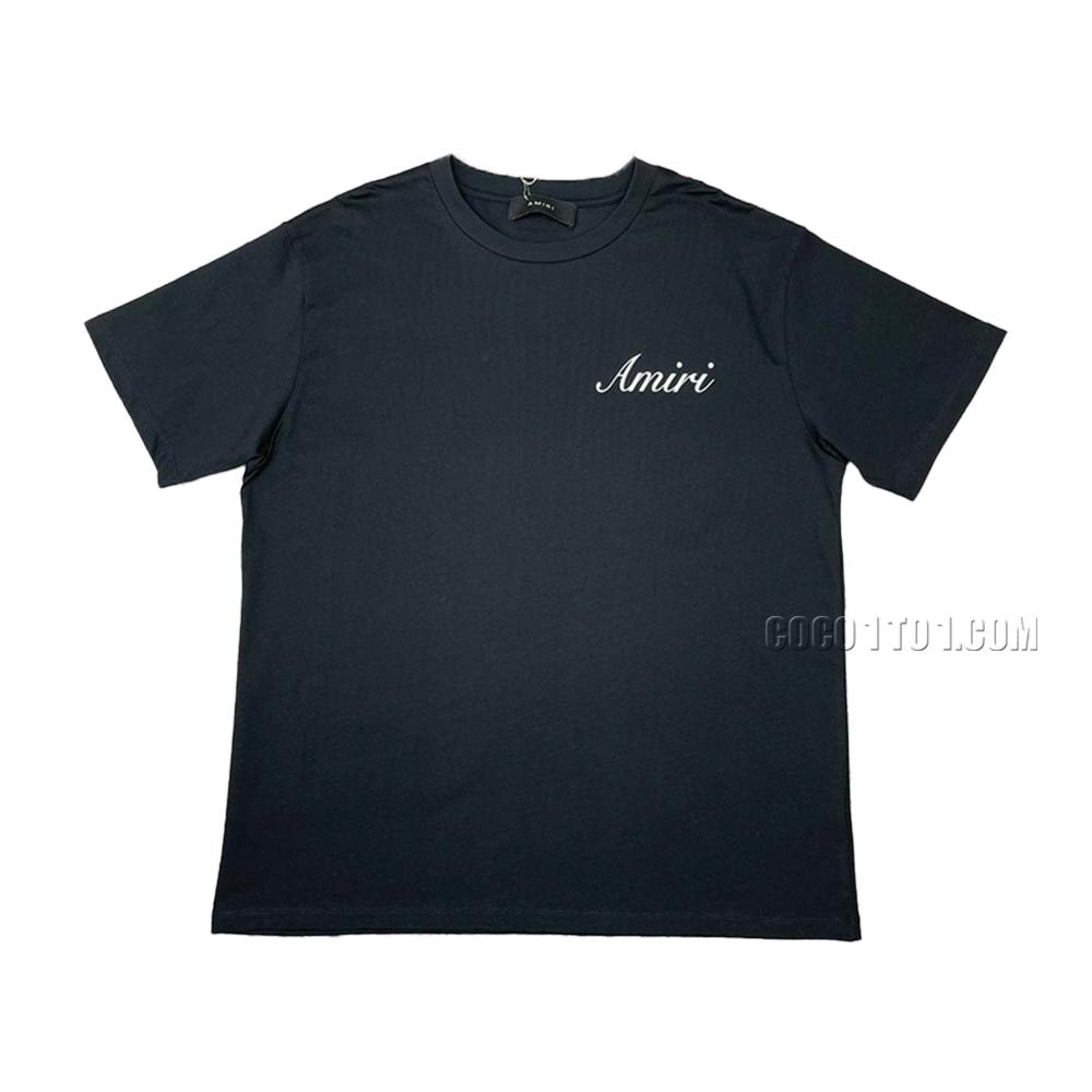 AMIRI New Logo Letter T-Shirt Short Sleeve with Gel Logo Letter Double Color Print on the Back