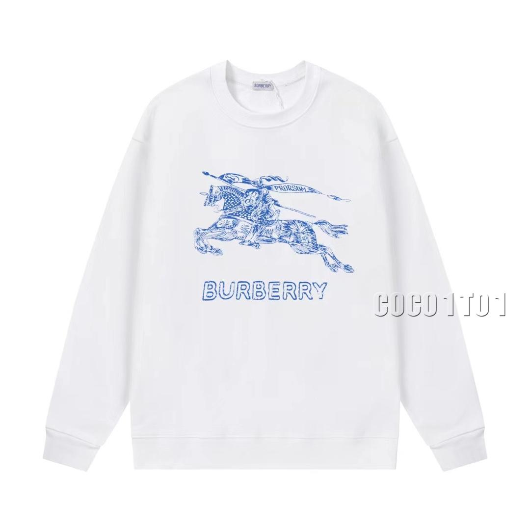 Burberry Knight Letter Logo Crewneck Sweatshirt White