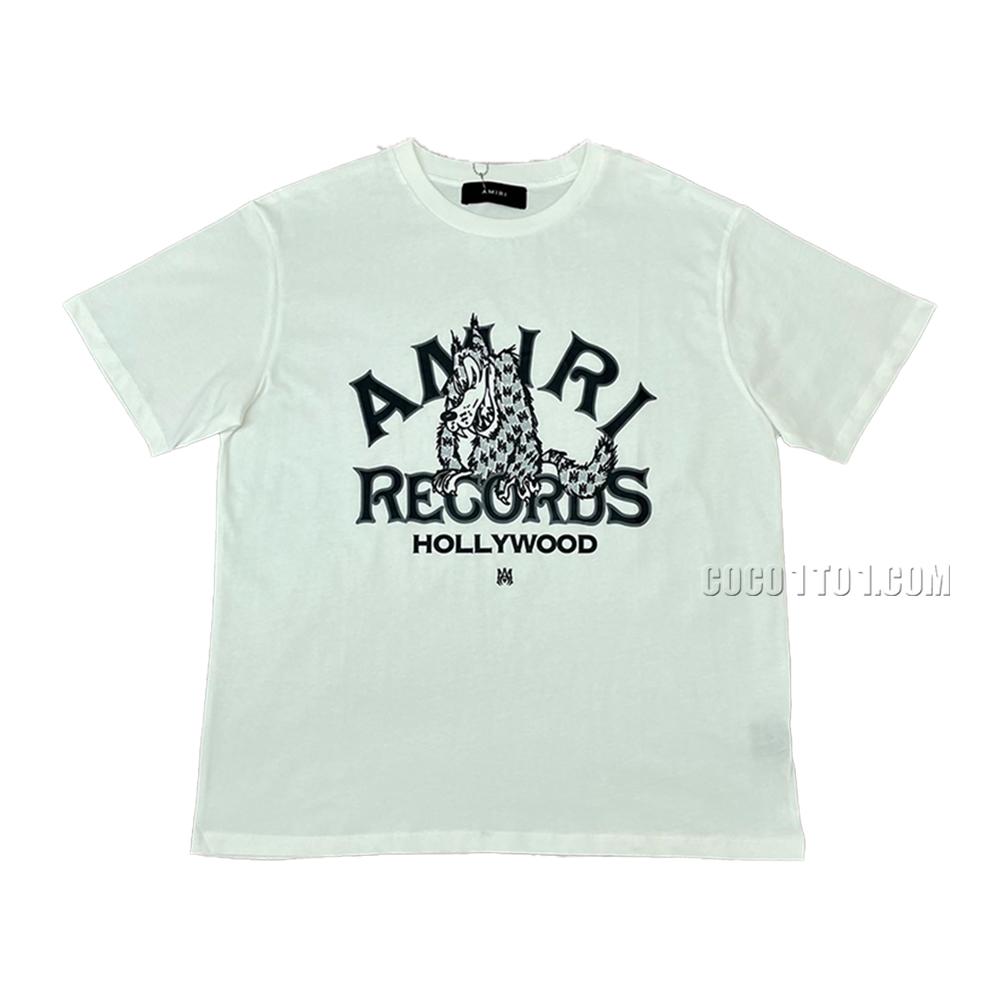 AMIRI New Wolf Printed Short Sleeve T-Shirt with Two-Color AM Wolf Letter Print