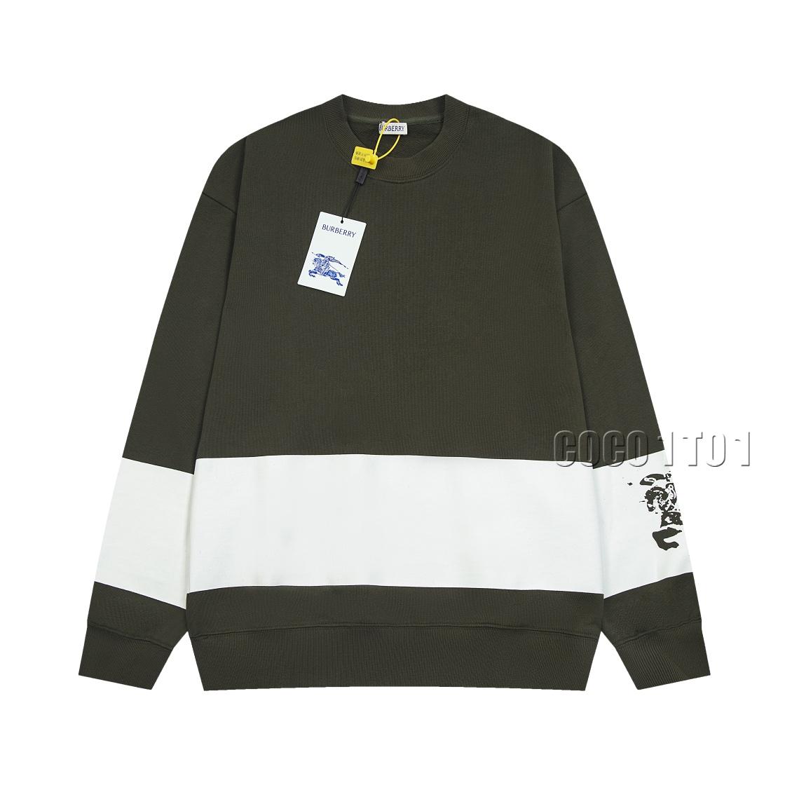 Burberry Knight Printed Crewneck Sweatshirt Olive Green