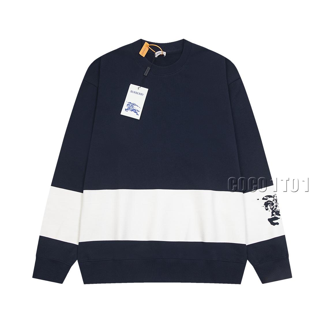 Burberry Knight Printed Crewneck Sweatshirt Dark Blue
