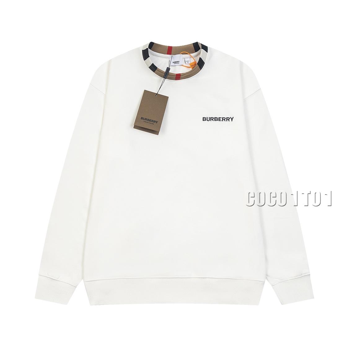 Burberry Patchwork Check Embroidery Crewneck Sweatshirt White
