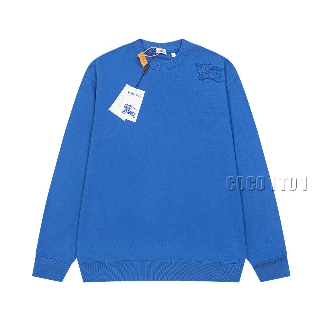Burberry Knight 3D Embroidery Crewneck Sweatshirt Blue