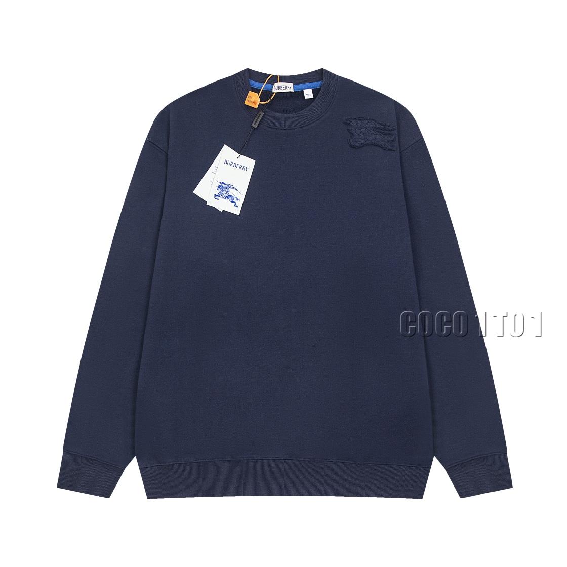 Burberry Knight 3D Embroidery Crewneck Sweatshirt Dark Blue