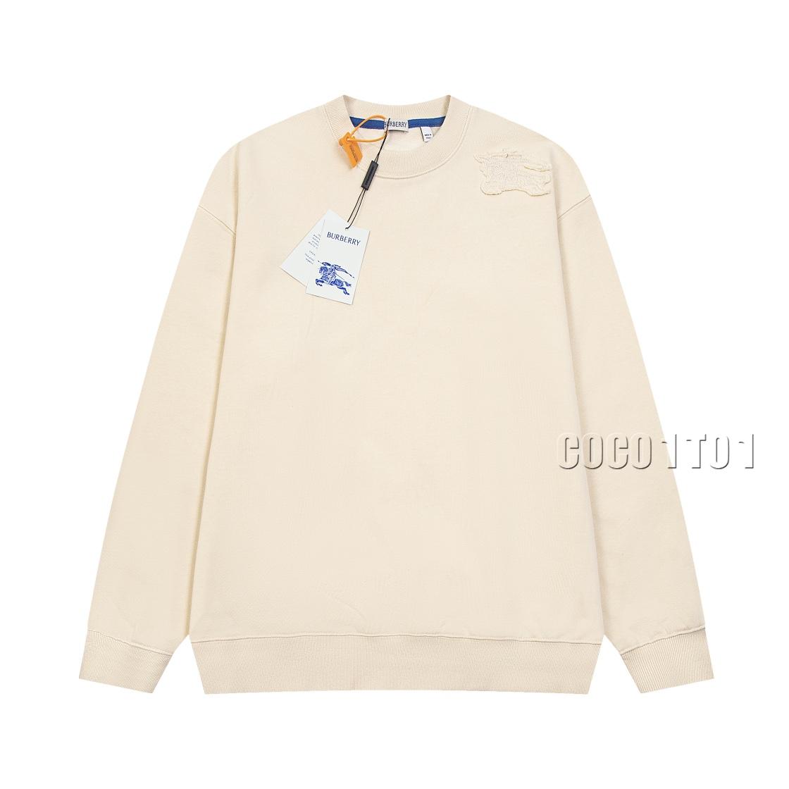 Burberry Knight 3D Embroidery Crewneck Sweatshirt Beige