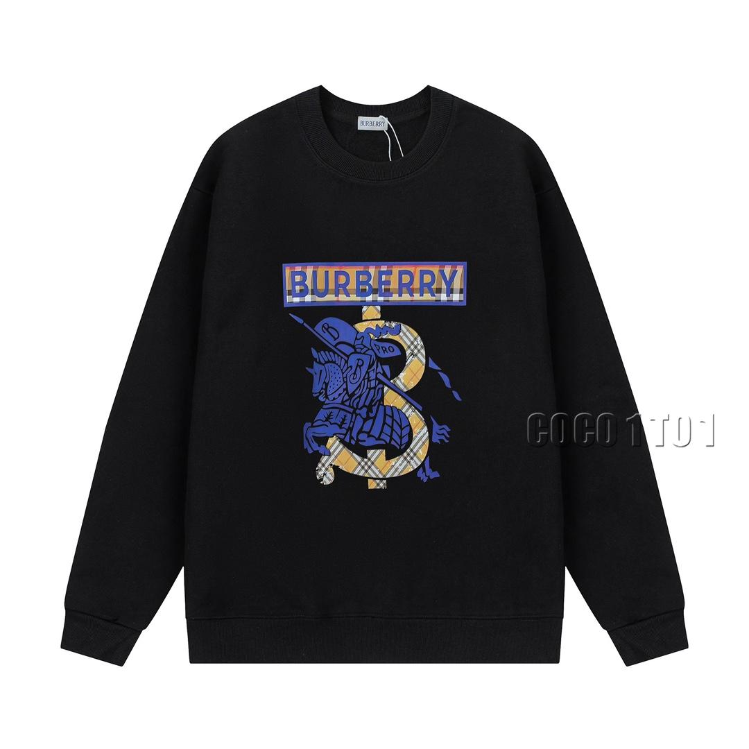 Burberry Printed TB Knight Letter Logo Crewneck Sweatshirt Black