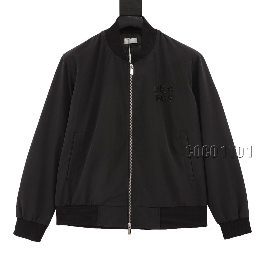 DIOR Embroidered Logo Baseball Jacket Black