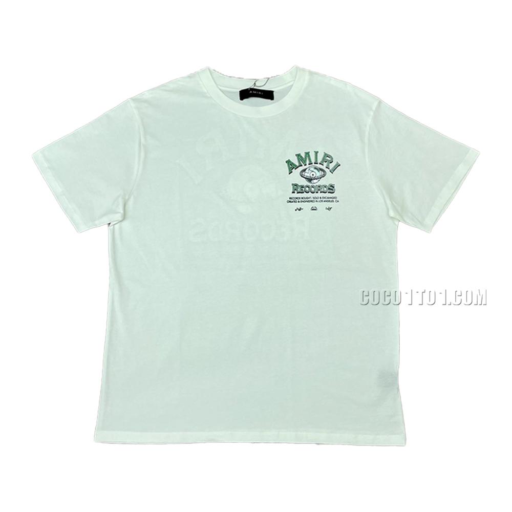 AMIRI New Earth Printed Short Sleeve T-Shirt with Multi-Color Earth Letter Print on the Back