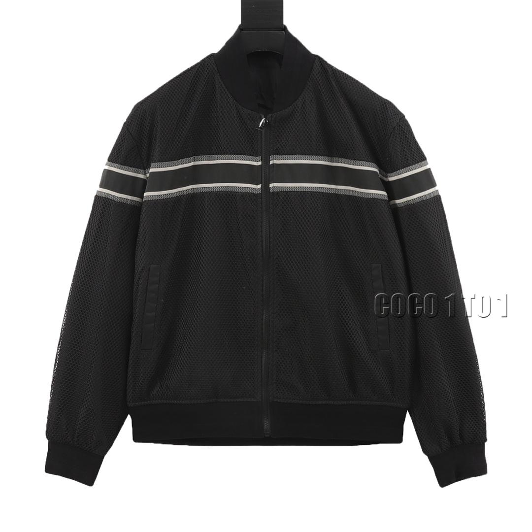 DIOR Mesh Tape Baseball Jacket Black