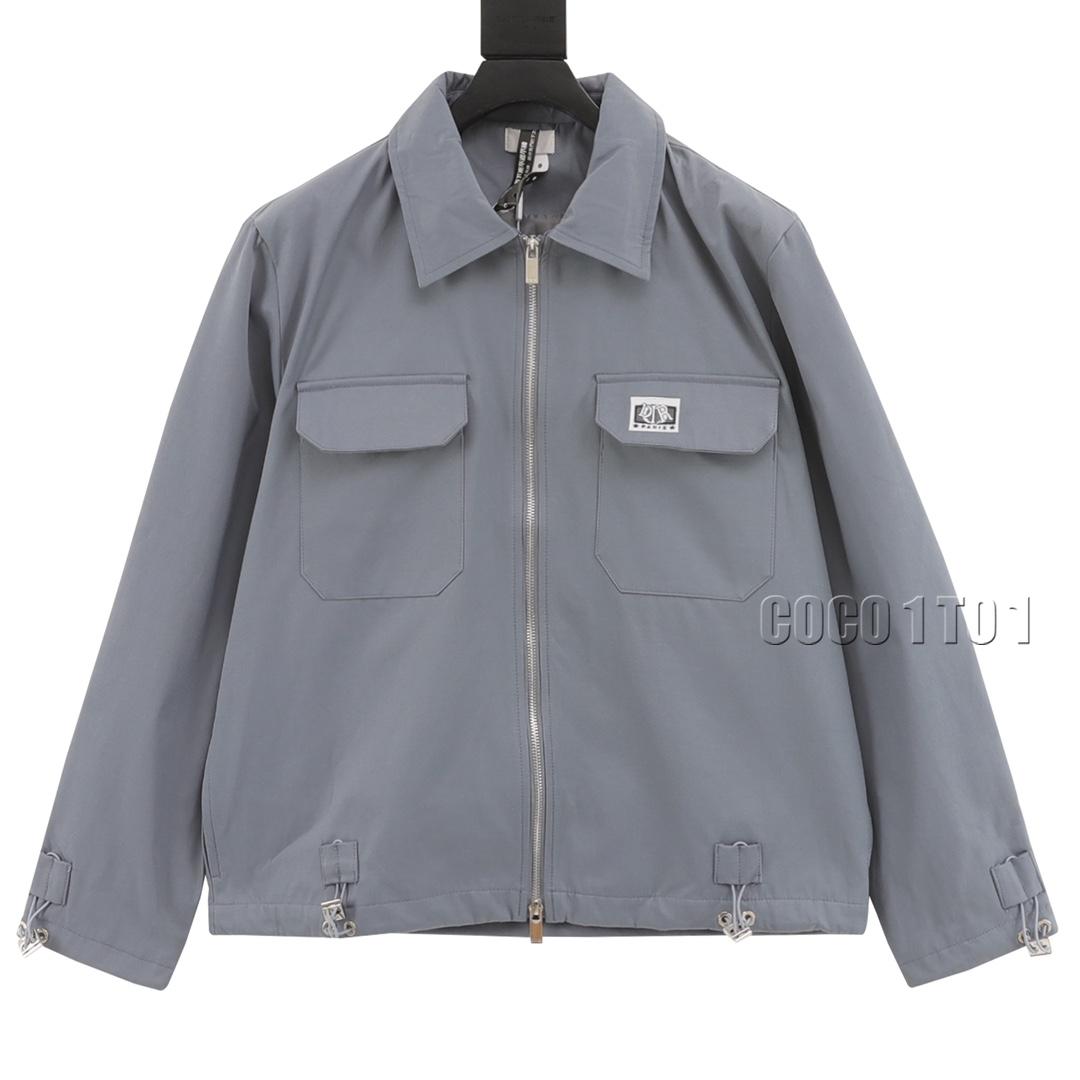 DIOR Applique Logo Trench Coat Blue Gray