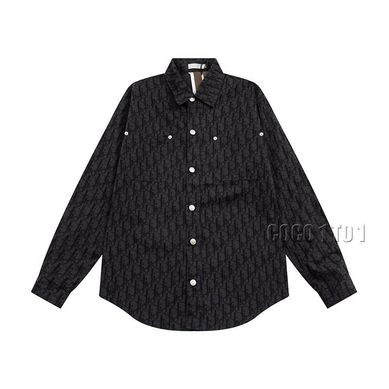 DIOR All-Over Monogram Logo Jacquard Long Sleeve Denim Jacket
