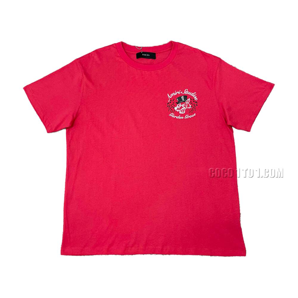 AMIRI New Wolf Head Printed Short Sleeve T-Shirt with Two-Color Wolf Head Print on the Back