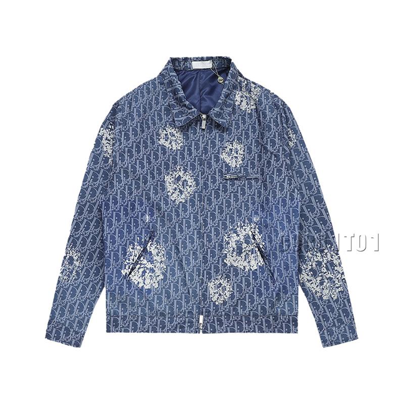 DIOR All-Over Monogram Double Zipper Sateen Jacket