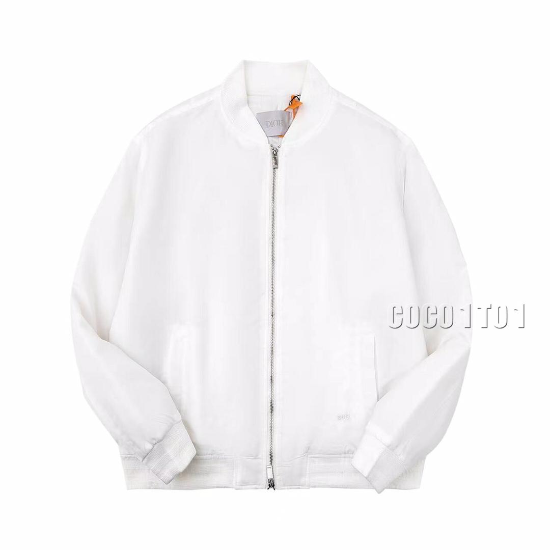 DIOR Letter Precision Embroidery Padded Bomber Jacket White